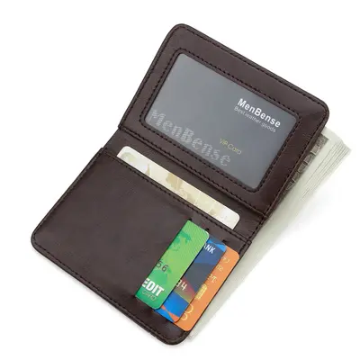 Classic Stone Pattern Slim Vertical Men's Leather Wallet with Card Slots