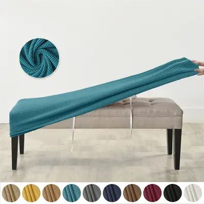 Nordic Corduroy Elastic Bench Cover Footstool Dust Cover Headboard Bench Cushion Cover Waterproof Oil-resistant INS Style