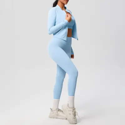 Women's 3-Piece Yoga Sportswear Set, Skin-Friendly Double-Sided Brushed Fabric - 4
