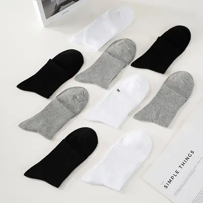 Men's Plus Size Cotton Sports Socks, Sweat-Absorbent, Breathable, Four Seasons