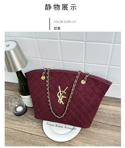 Damen-Tote-Bag groß, Vintage-Rautensteppung - 6