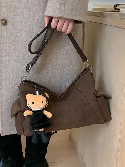 Leopar Desenli Renk Bloklu Kadın Omuz ve Çapraz Askılı Çanta - 3