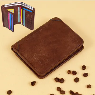 Retro Ultra Slim Men's Tri-Fold Short Wallet with License Slot - 9