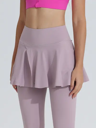 Kadın Yoga Pantolonu, Sahte İki Parça Görünüm, Cepli, Yüksek Bel - 4