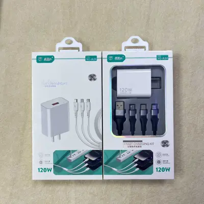 120W Üçlü Veri Kablosu ve Hızlı Şarj Başlığı Seti Apple Android Huawei Telefon Uyumlu Hediye Toptan Satış - 7