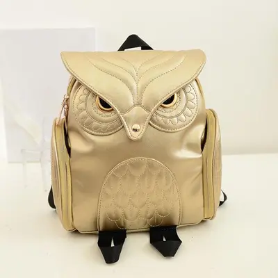 Women's Small Owl PU Backpack for School and Travel - 3
