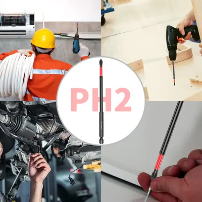 150mm 6 Inch PH2 Magnetic Screwdriver Bit S2 Steel 1/4 Inch Hex Shank