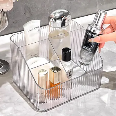Clear Acrylic Cosmetics Storage Box with Pen Holder - 2