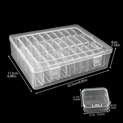 Clear plastic storage box set, square shape, desktop organizer - 13