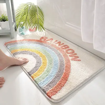 Amazon Karikatür Yapay Kaşmir Halı Banyo Su Emici Kaymaz Ayakkabı Paspası Ev Yatak Odası Yatak Kenarı Halı Banyo Paspası - 9