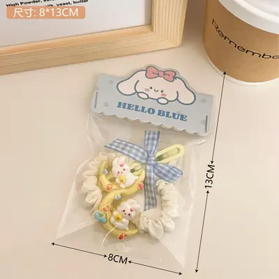 New Cute Bear Series Hair Accessories Combination for Girls, Sweet Broken Hair Claw Clip, High Elastic Hair Rope and Wholesale Hair Tie