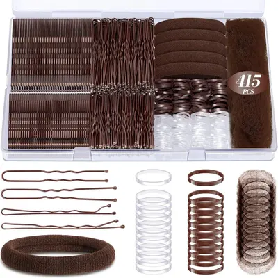 385-Piece Hair Accessories Set with Elastic Ties, Hair Nets and Clips