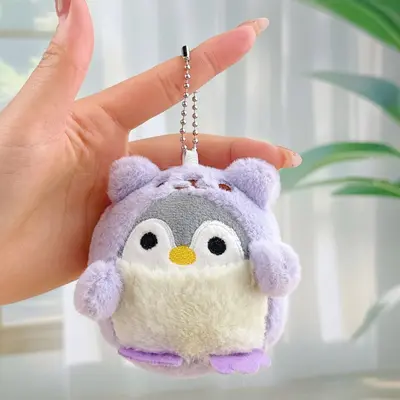 Karikatür Sevimli Çapraz giyinme Penguen Bebek Douyin Aynı Stil Giydirme Küçük Penguen doldurulmuş Oyuncak Kolye Bebek 8 CM - 12
