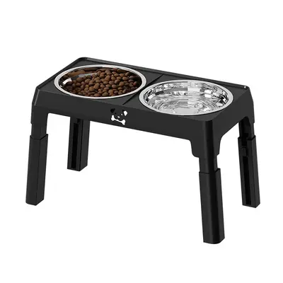 Height-Adjustable Pet Stainless Steel Dog Bowl, Double Bowl for Medium and Large Dogs, Foldable Feeding Dishes
