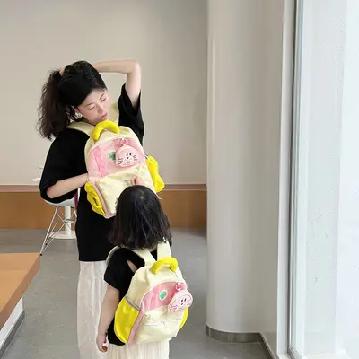 Dual-strap cute children's backpack in small, medium and large sizes, lightweight kids daypack for summer outings, kindergarten school bag, toddler backpack with color blocking for boys and girls - 4
