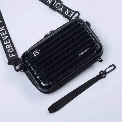 7 inch hard shell waterproof cosmetic bag, large capacity, crossbody strap - 13