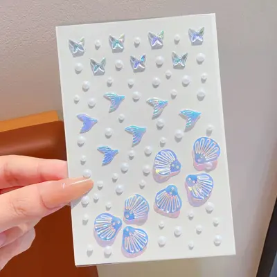 Kinder-Gesichtsaufkleber Schmetterling mit Strass, bunte Konzert-Make-up-Sticker - 9
