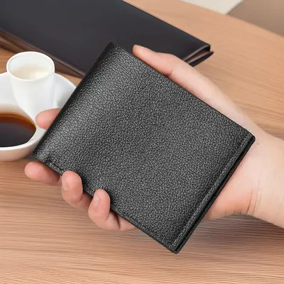 PU Leather Short Men's Wallet, Multifunctional with Card Slots - 1