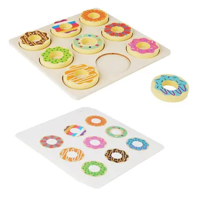 Holz Donut-Zuordnungspuzzle, Farberkennung Lernspielzeug ab 2-3 Jahren - 6