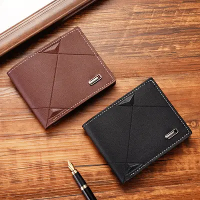 Men's Short Tri-Fold Soft Wallet with Multiple Card Slots, Slim