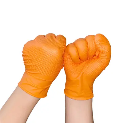 8 Mil Thick Diamond Pattern Nitrile Gloves, Oil and Acid-Alkali Resistant - 9