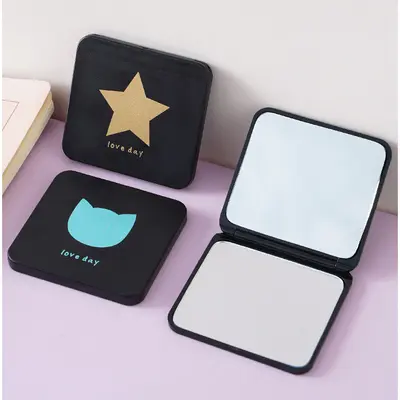 Foldable Portable Makeup Mirror, Double-Sided Mini Square