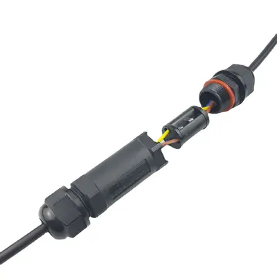 IP68 Waterproof Connector Three-Core for Outdoor Use, One Inlet One Outlet