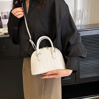 Women's Crocodile Pattern Shell Shoulder Bag, Korean Style Crossbody - 3