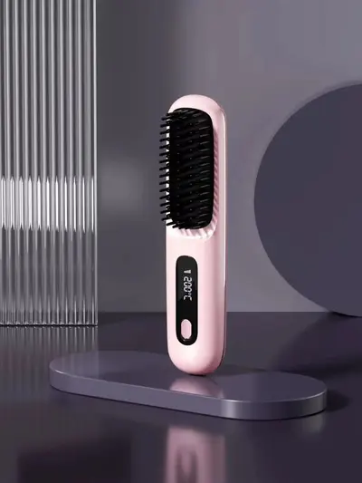 Yeni sınır ötesi LCD kablosuz saç düzleştirici tarak şarj edilebilir seramik dijital tarak MINI saç düzleştirici taşınabilir saç tarağı - 10