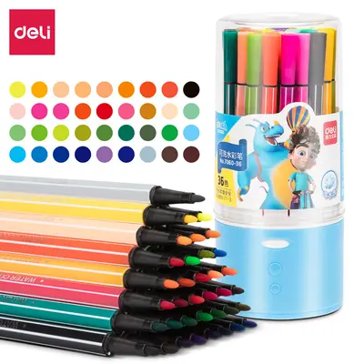 Deli 7060-12 children's watercolor marker set, washable, 12 colors - 12