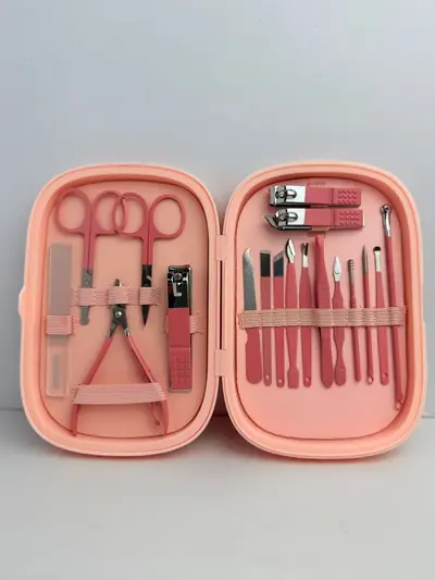 Edelstahl Nagelschere Set 18-teilig Nagelwerkzeug Nagelzange Nagelfeile Nagelpflege Maniküre Set mit tragbarem Aufbewahrungsbox - 7