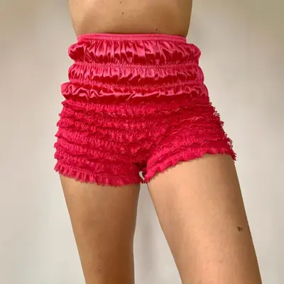 Kadın Yüksek Belli Çok Katmanlı Dantel Seksi Şort SU4004 - 3