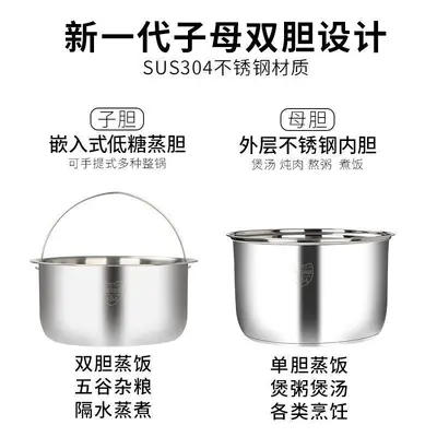 Automatic Smart Rice Cooker with Draining Basket, Stainless Steel Pot - 4
