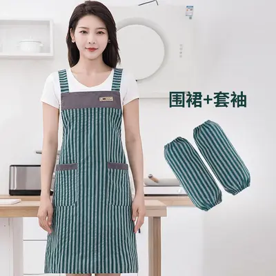 Summer Thin Breathable Apron, Oil and Stain Resistant, Kitchen Household Fashionable Dirt-Resistant Work Clothes, Café Work Clothes, Waist Apron