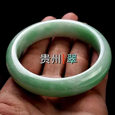 Natural Jade Bracelet Wholesale Guizhou Jade Floating Flower White Jade Bracelet Jade Bangle One Piece Drop Shipping Jadeite