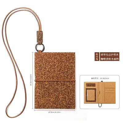 Passport holder, natural cork and coffee grounds, custom logo printing - 6