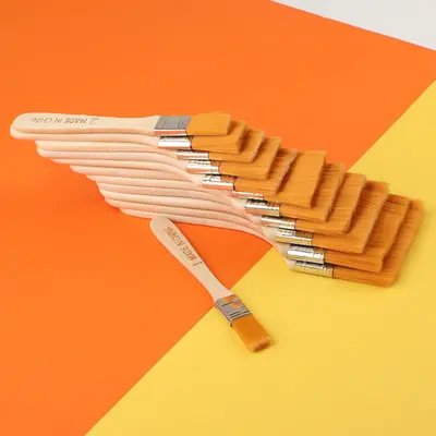 Small Nylon Bristle Wooden Painting Brush Set for Oil Painting