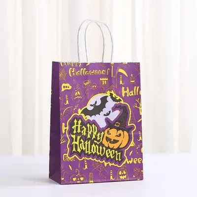 Halloween Printed Kraft Paper Gift Bag, Party Candy Bag