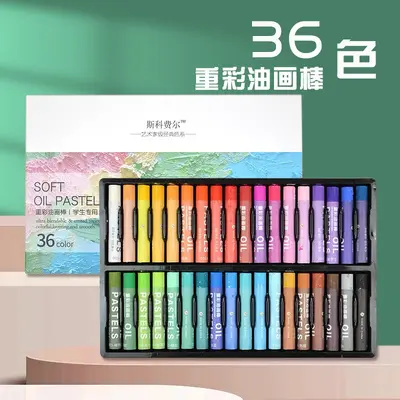 Yağlı pastel seti, 48 renk, sert pastel kalem, yıkanabilir - 9