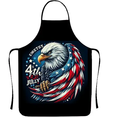 Independence Day Printed Waterproof Kitchen Apron with Neck Tie - 11
