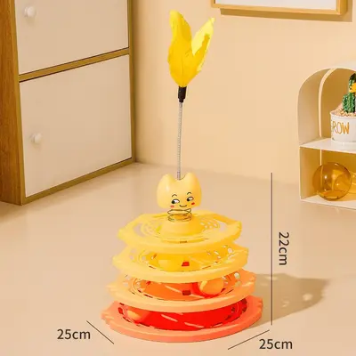Self-Play Feather Cat Teaser Wand with Four-Layer Ball - 7