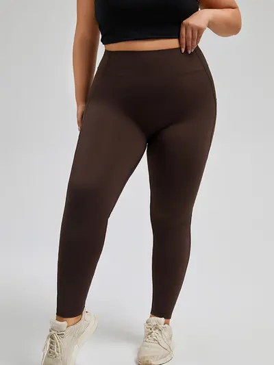 Kadın Büyük Beden Yüksek Bel Fitness Tayt Yüksek Elastikiyetli Cepli Yoga Pantolonu