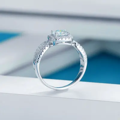 S925 Sterling Silver Lace Princess Cut Moissanite Ring for Women, Wide Band