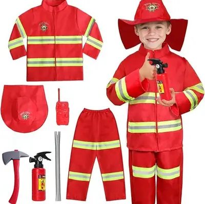 Children's Firefighter Costume, Role-Play Fire Brigade Training Set - 2