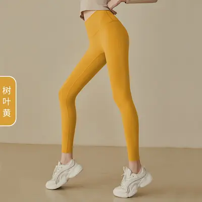 Damen-Yogahose mit hohem Bund, Po-Lifting, Nude-Effekt - 13