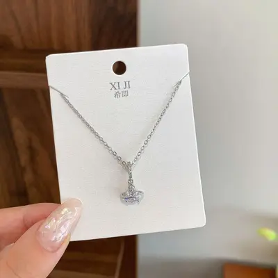 Stern- und Blüten-Quadrat Diamant Halsketten-Set - 11