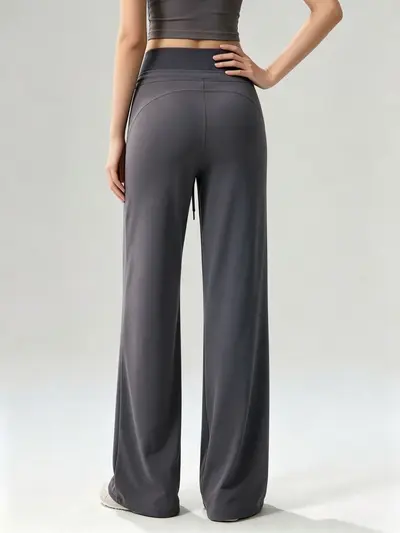 Yoga-Hose mit weitem Bein, hoher Taille, Pilates-Training - 12