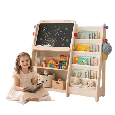 Çapraz Sınır Ahşap Çocuk Oyuncak Rafı Montessori Çocuk Oyuncak Saklama Rafı Resimli Kitap Rafı Çocuk Kitap Rafı