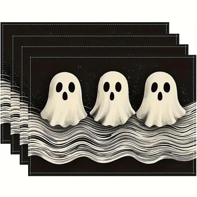 Halloween Ghost Linen Placemat, Waterproof for Restaurant Table - 10