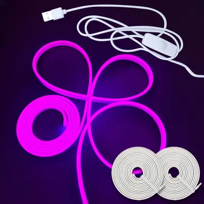 USB Neon Işık Şerit, 5V, Kısılabilir, Su Geçirmez, Sıcak Beyaz